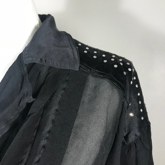 Escada Sheer Black Silk Blouse w/ Studded Detail - Picture 3 of 8